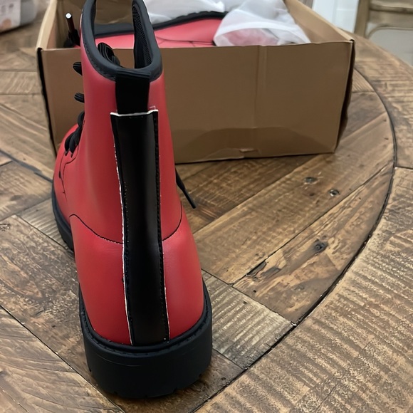 Combat Boots - Red | Red Combat Boots - Picture 3 of 5